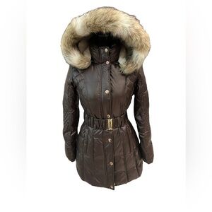 Laundry Puffer Hooded Jacket with Belt Bronze XS